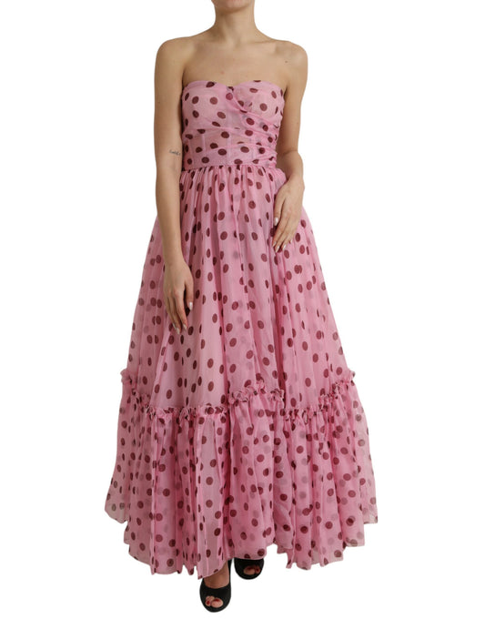 Chic A-Line Strapless Silk Dress in Pink