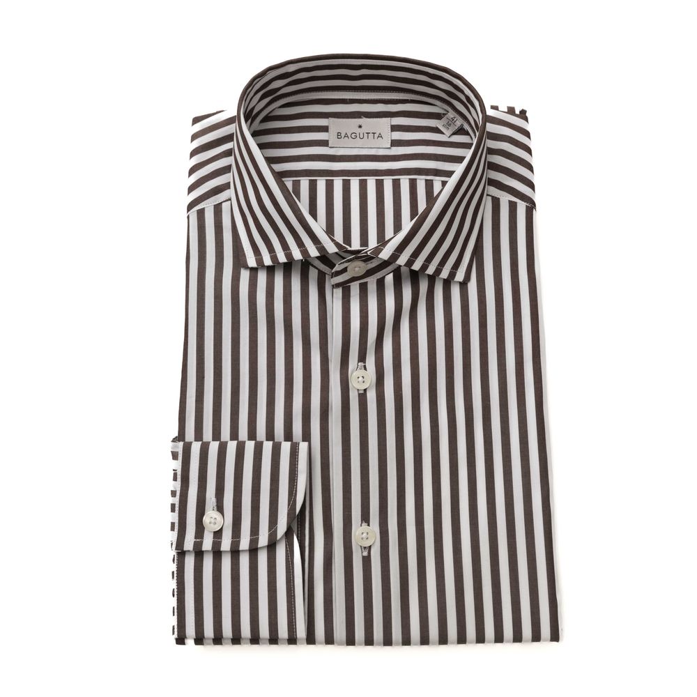 Brown Cotton Men Shirt - GlamHub Luxury and Icon Brand Clothing