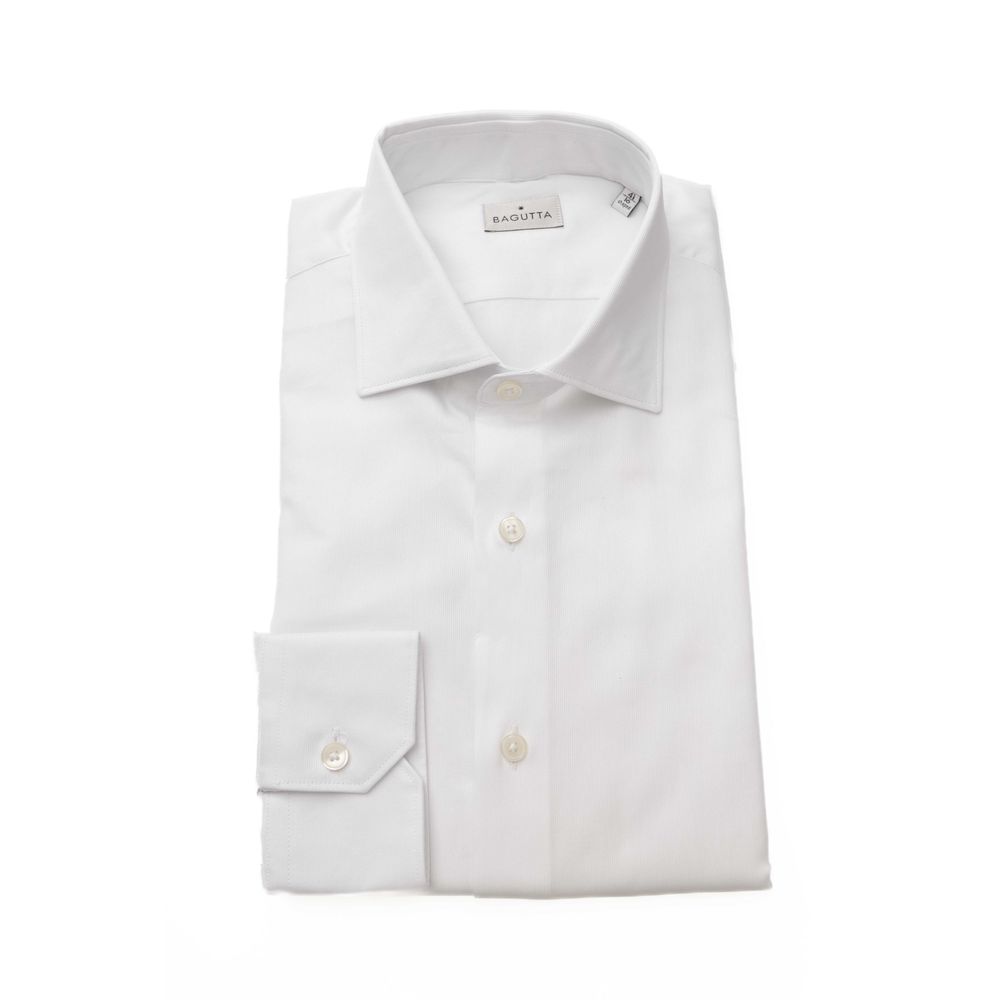 White Cotton Men Shirt - GlamHub Luxury and Icon Brand Clothing