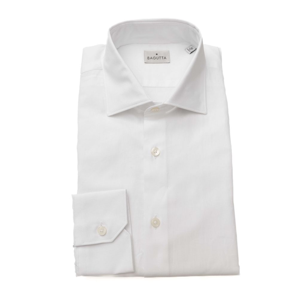 White Cotton Men Shirt - GlamHub Luxury and Icon Brand Clothing