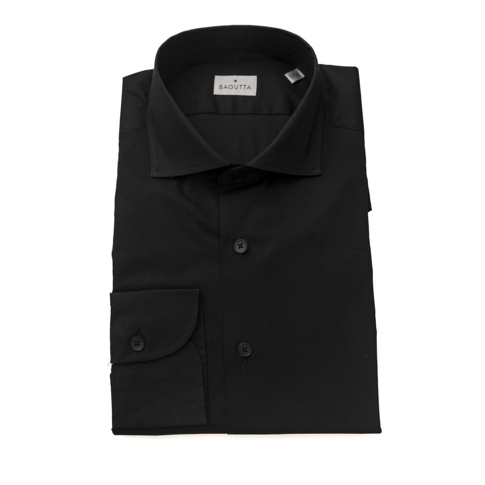 Black Cotton Men's Shirt - GlamHub Luxury and Icon Brand Clothing