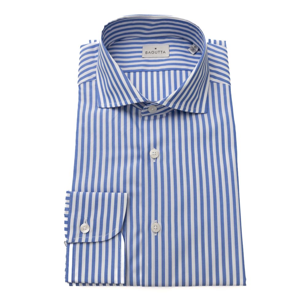 Light Blue Cotton Men Shirt - GlamHub Luxury and Icon Brand Clothing