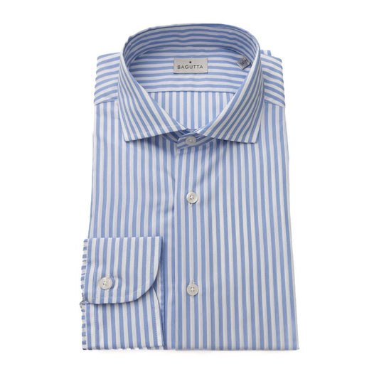 Light Blue Cotton Men Shirt - GlamHub Luxury and Icon Brand Clothing