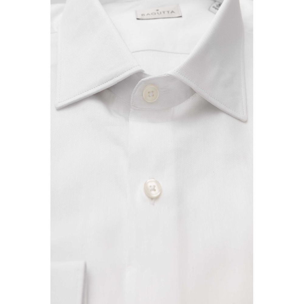 White Cotton Men Shirt - GlamHub Luxury and Icon Brand Clothing