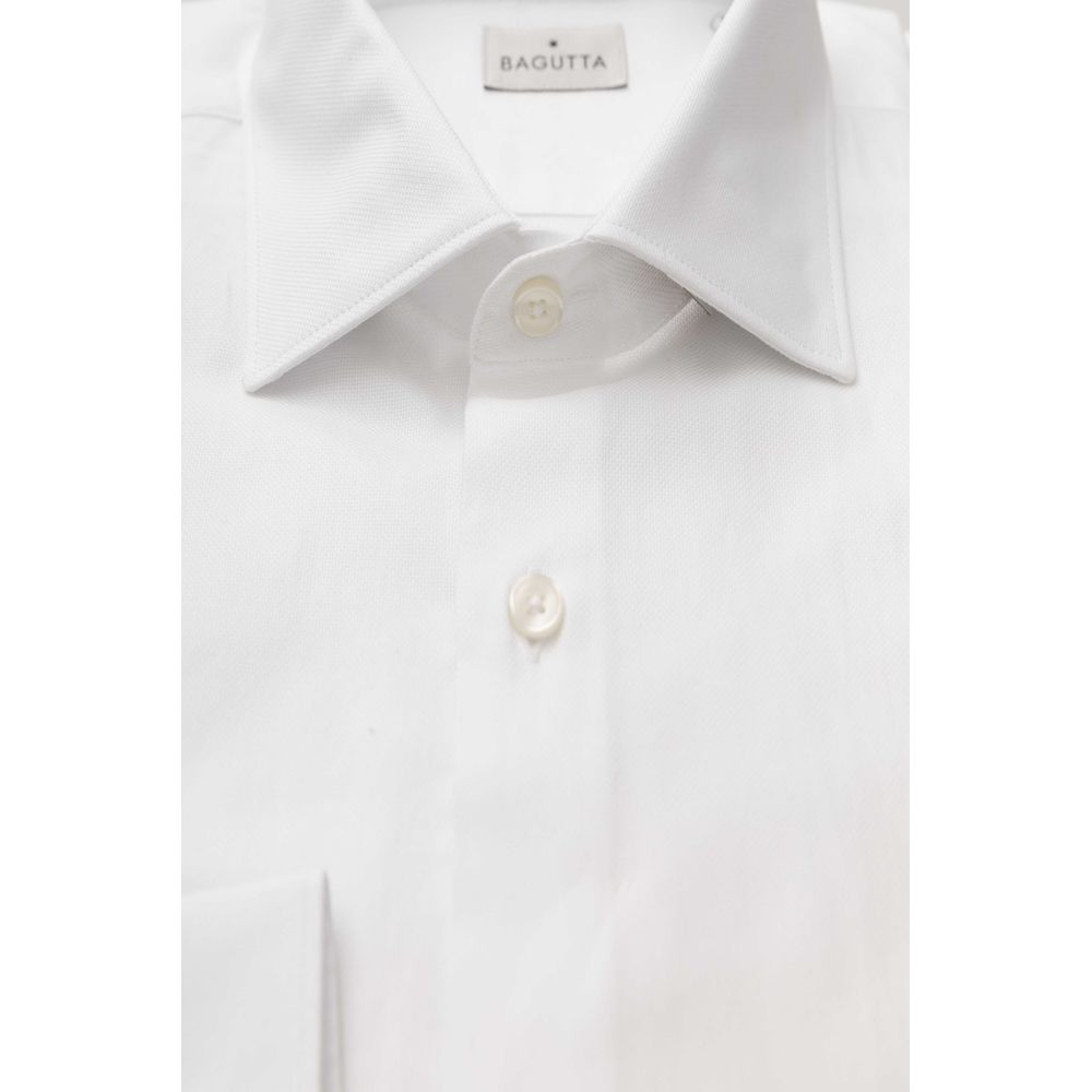 White Cotton Men Shirt - GlamHub Luxury and Icon Brand Clothing