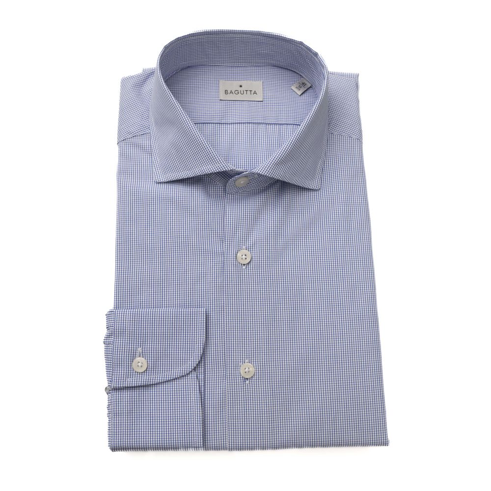 Light Blue Cotton Men Shirt - GlamHub Luxury and Icon Brand Clothing