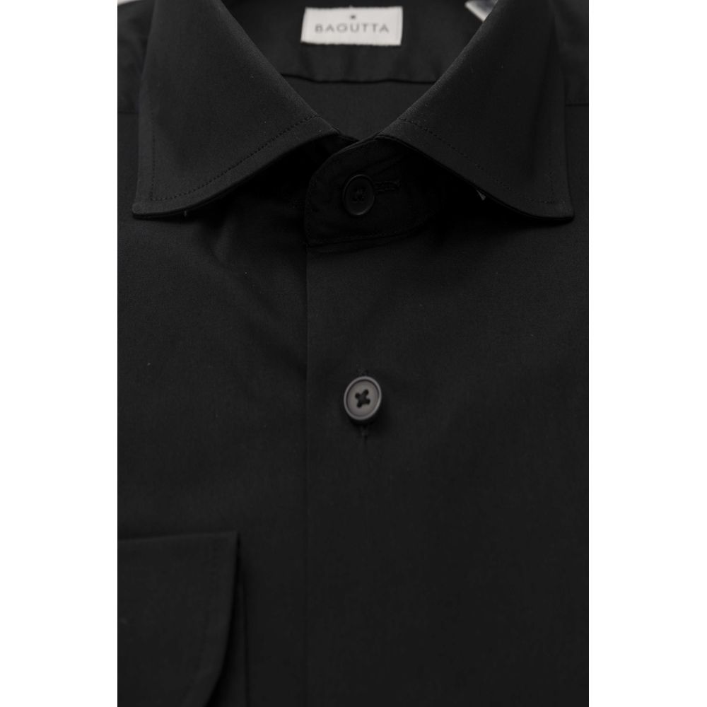 Black Cotton Men's Shirt - GlamHub Luxury and Icon Brand Clothing