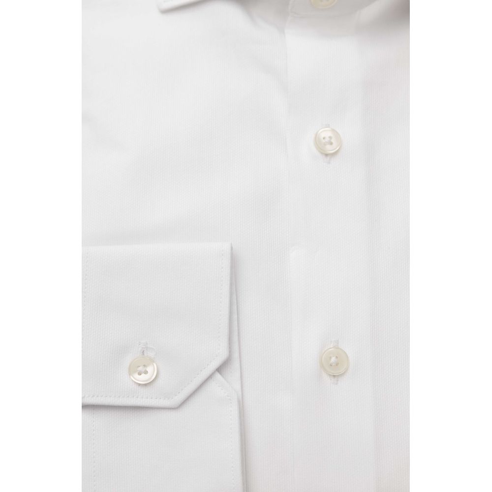 White Cotton Men Shirt - GlamHub Luxury and Icon Brand Clothing