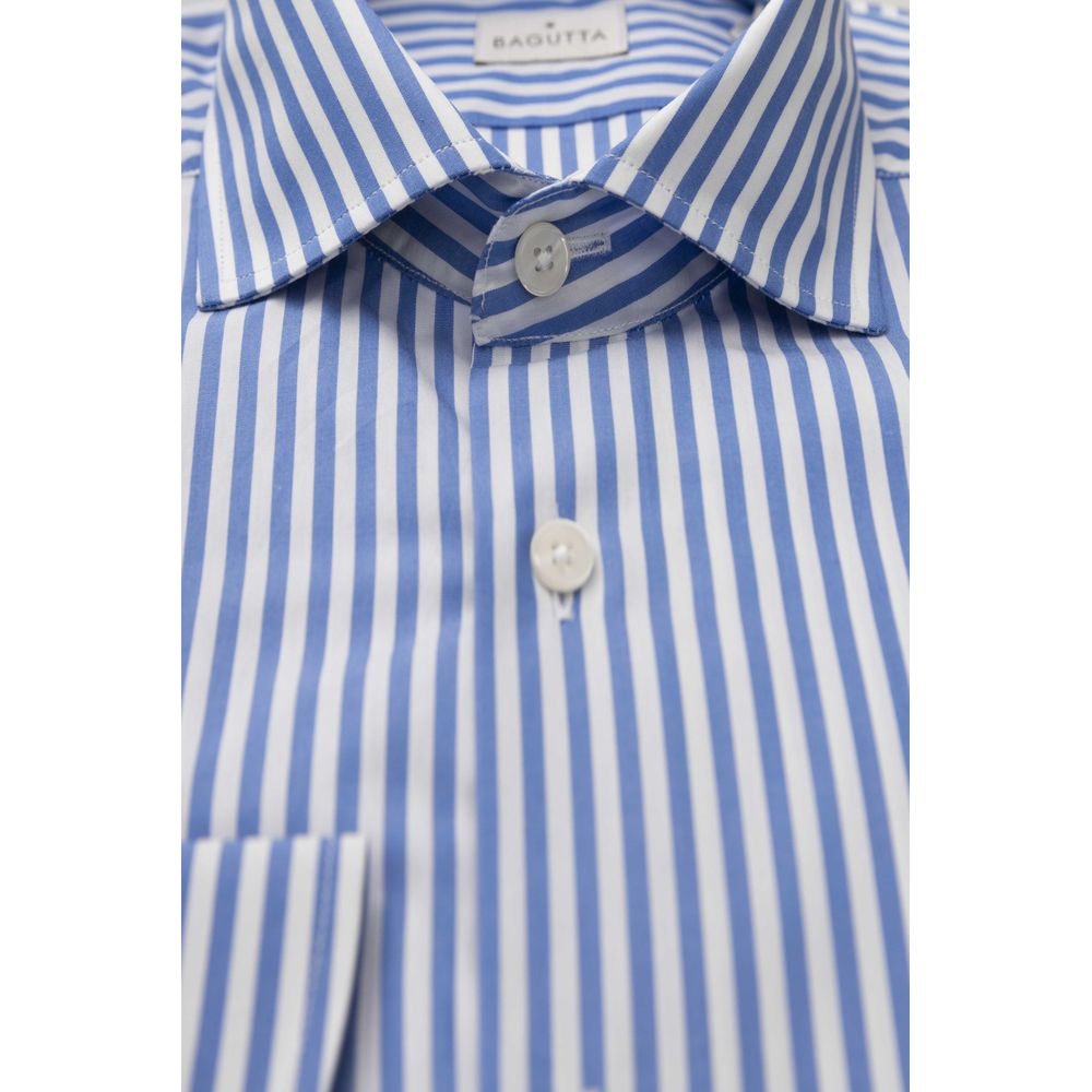 Light Blue Cotton Men Shirt - GlamHub Luxury and Icon Brand Clothing