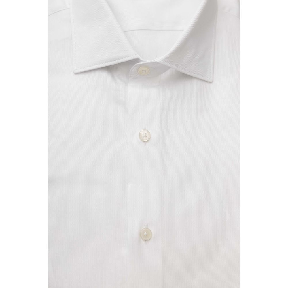 White Cotton Men Shirt - GlamHub Luxury and Icon Brand Clothing