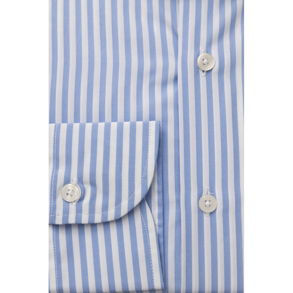 Light Blue Cotton Men Shirt - GlamHub Luxury and Icon Brand Clothing