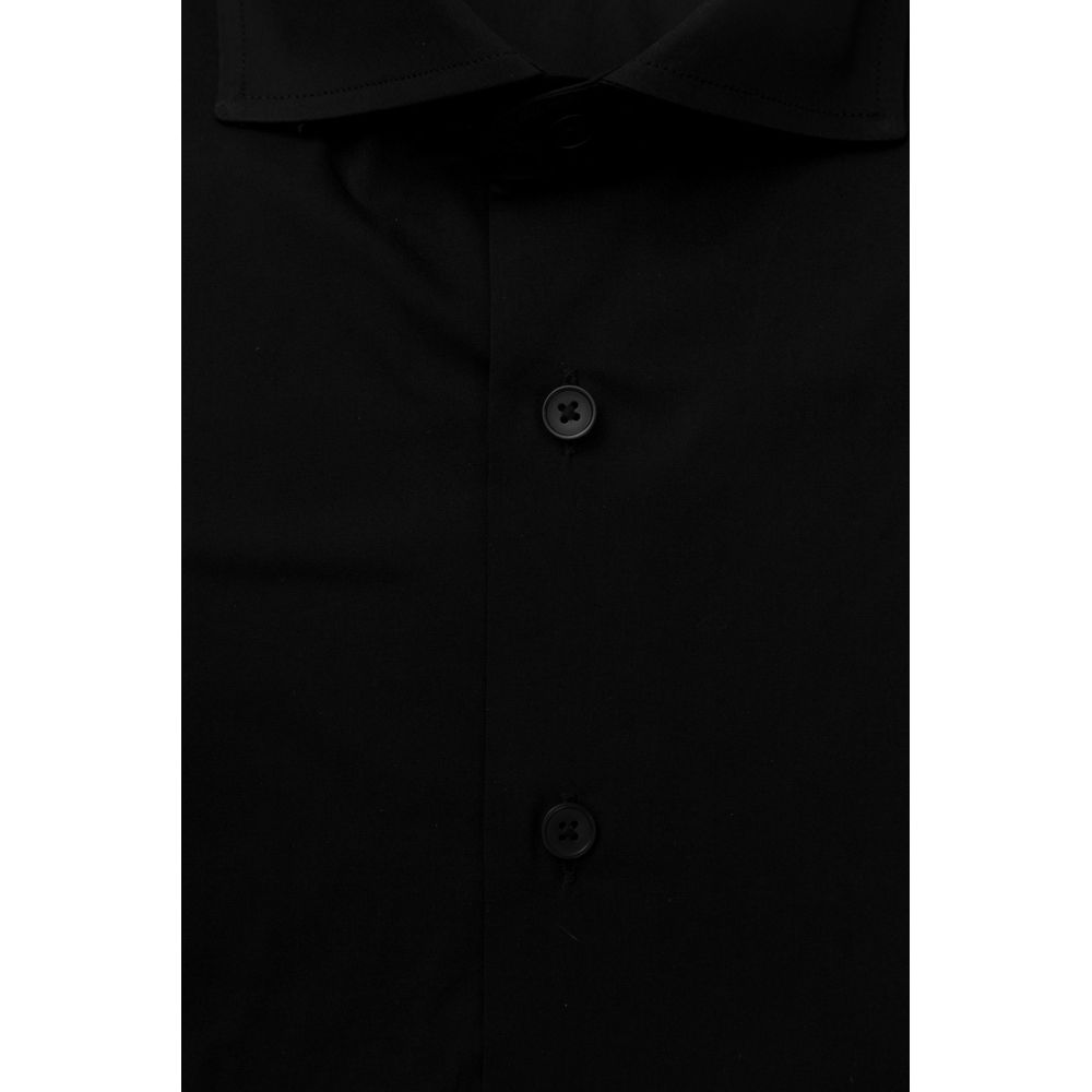 Black Cotton Men's Shirt - GlamHub Luxury and Icon Brand Clothing