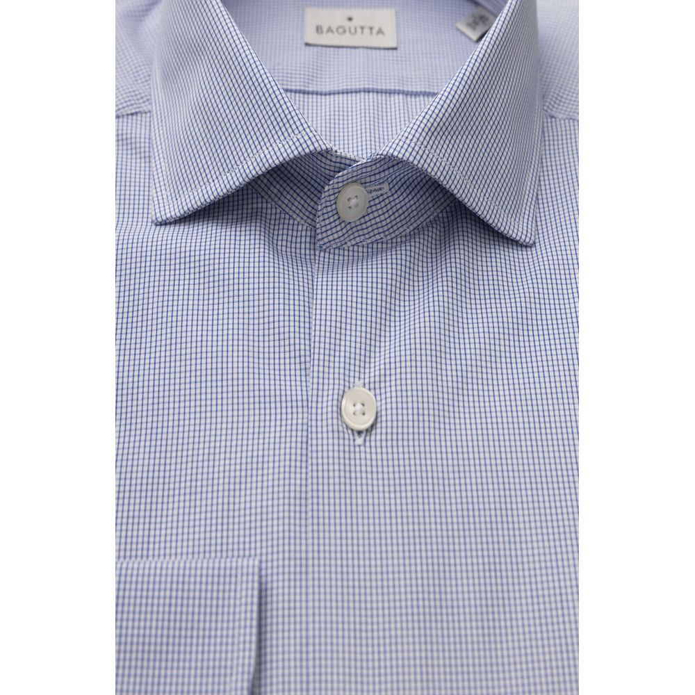 Light Blue Cotton Men Shirt - GlamHub Luxury and Icon Brand Clothing