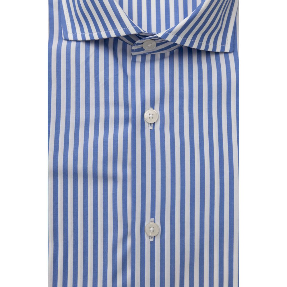 Light Blue Cotton Men Shirt - GlamHub Luxury and Icon Brand Clothing