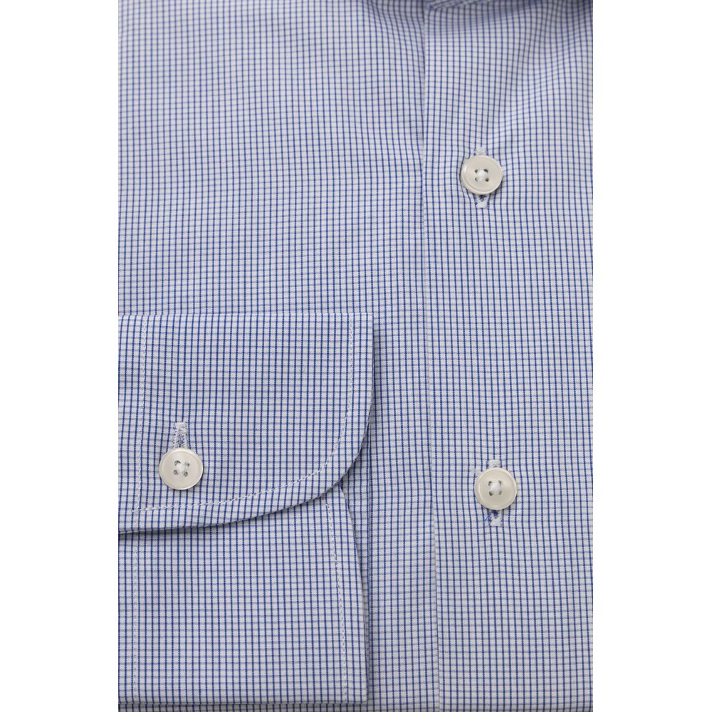 Light Blue Cotton Men Shirt - GlamHub Luxury and Icon Brand Clothing