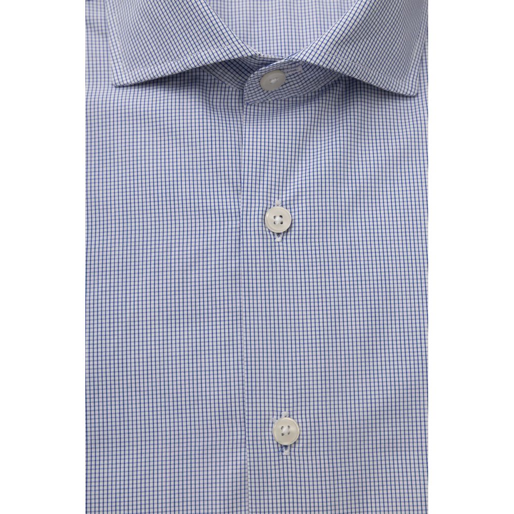 Light Blue Cotton Men Shirt - GlamHub Luxury and Icon Brand Clothing