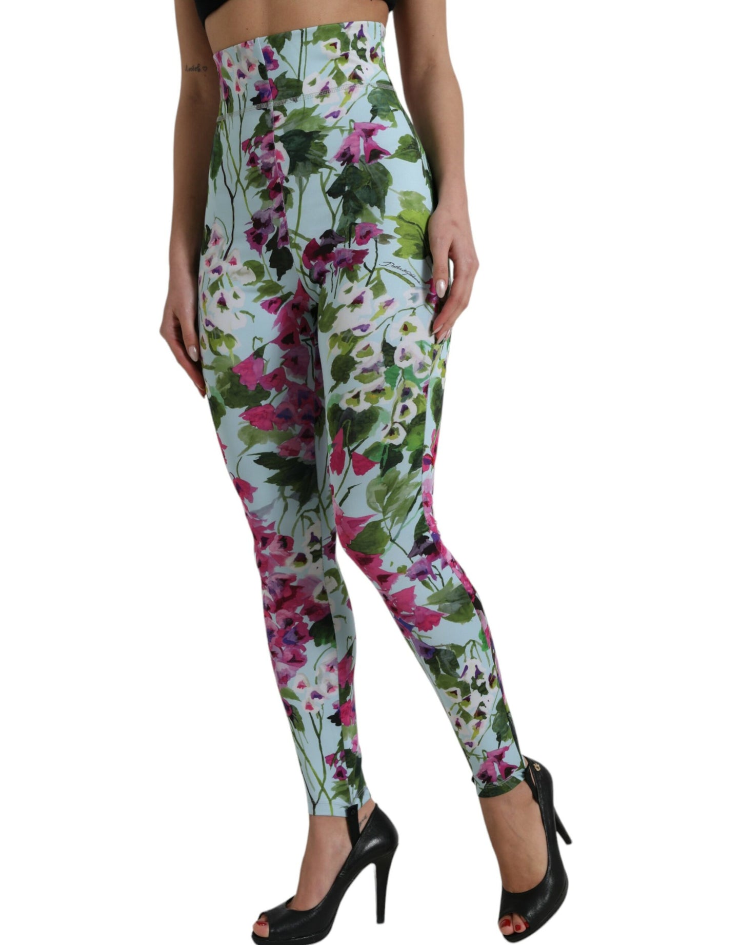 Dolce & Gabbana Elegant Floral High-Rise Leggings Pants