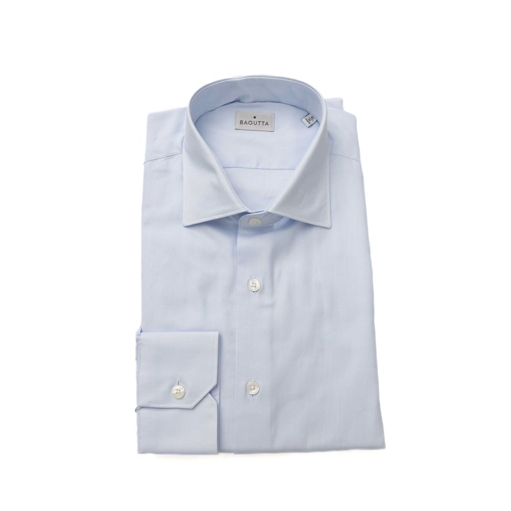 Light Blue Cotton Mens Shirt - GlamHub Luxury and Icon Brand Clothing