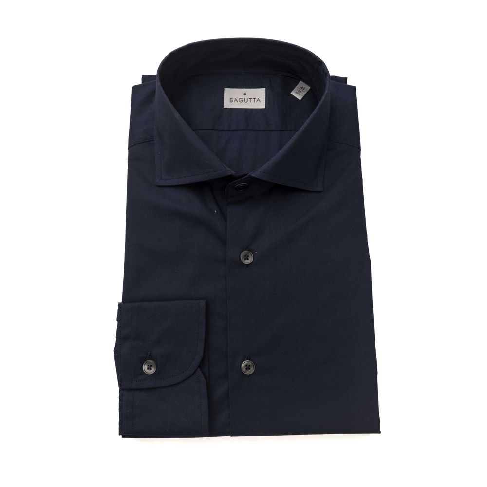 Blue Cotton Men Shirt - GlamHub Luxury and Icon Brand Clothing