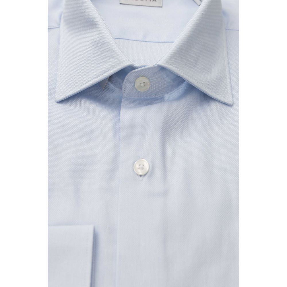 Light Blue Cotton Mens Shirt - GlamHub Luxury and Icon Brand Clothing