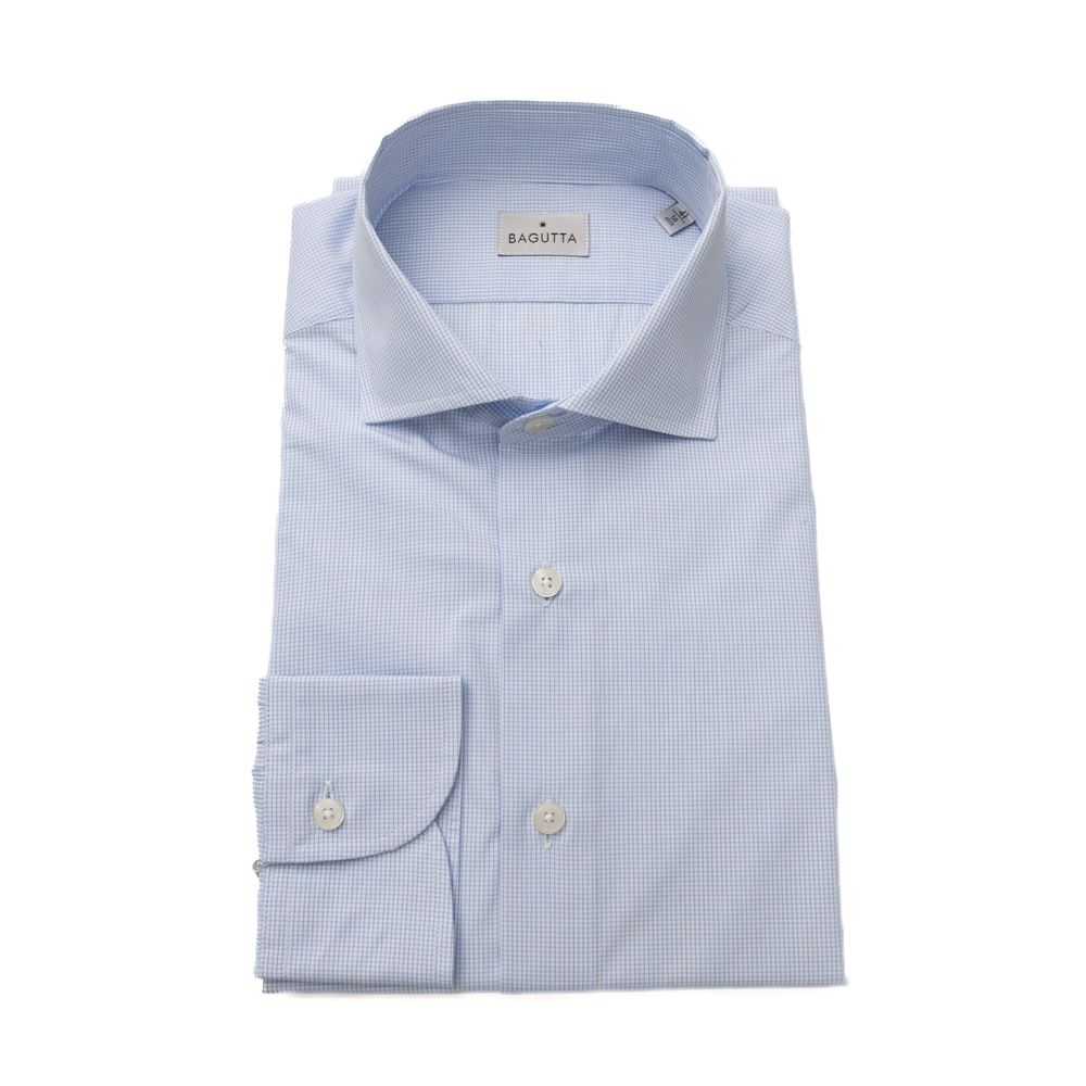 Light Blue Cotton Men Shirt - GlamHub Luxury and Icon Brand Clothing