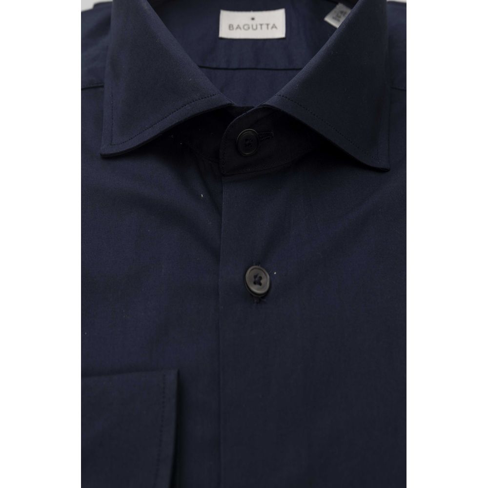 Blue Cotton Men Shirt - GlamHub Luxury and Icon Brand Clothing