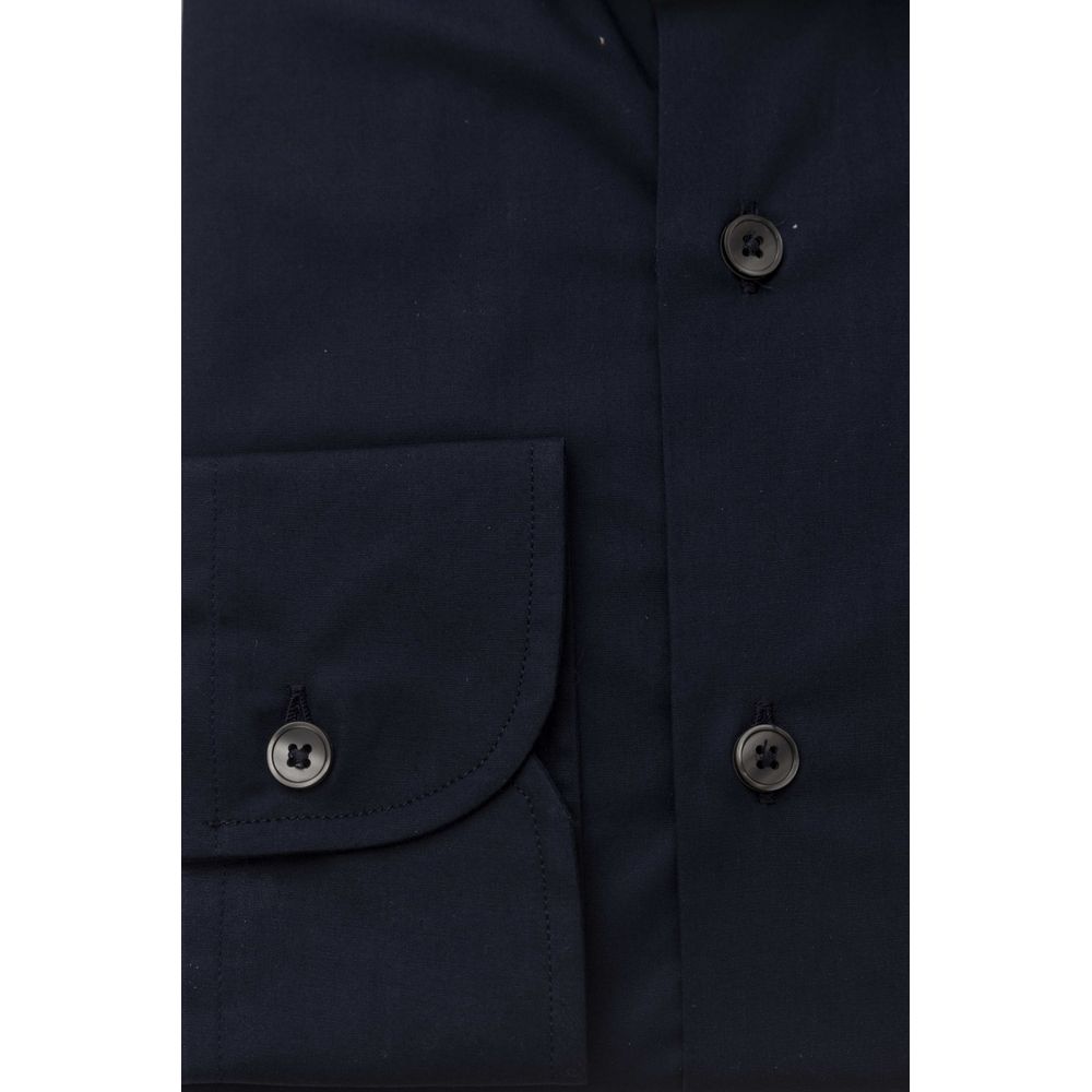 Blue Cotton Men Shirt - GlamHub Luxury and Icon Brand Clothing