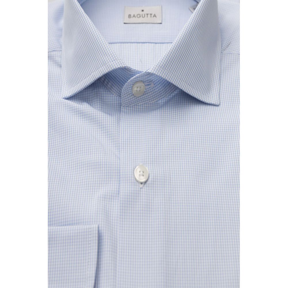 Light Blue Cotton Men Shirt - GlamHub Luxury and Icon Brand Clothing