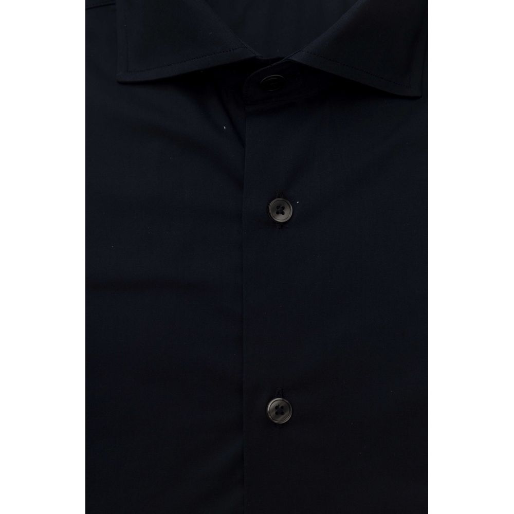 Blue Cotton Men Shirt - GlamHub Luxury and Icon Brand Clothing