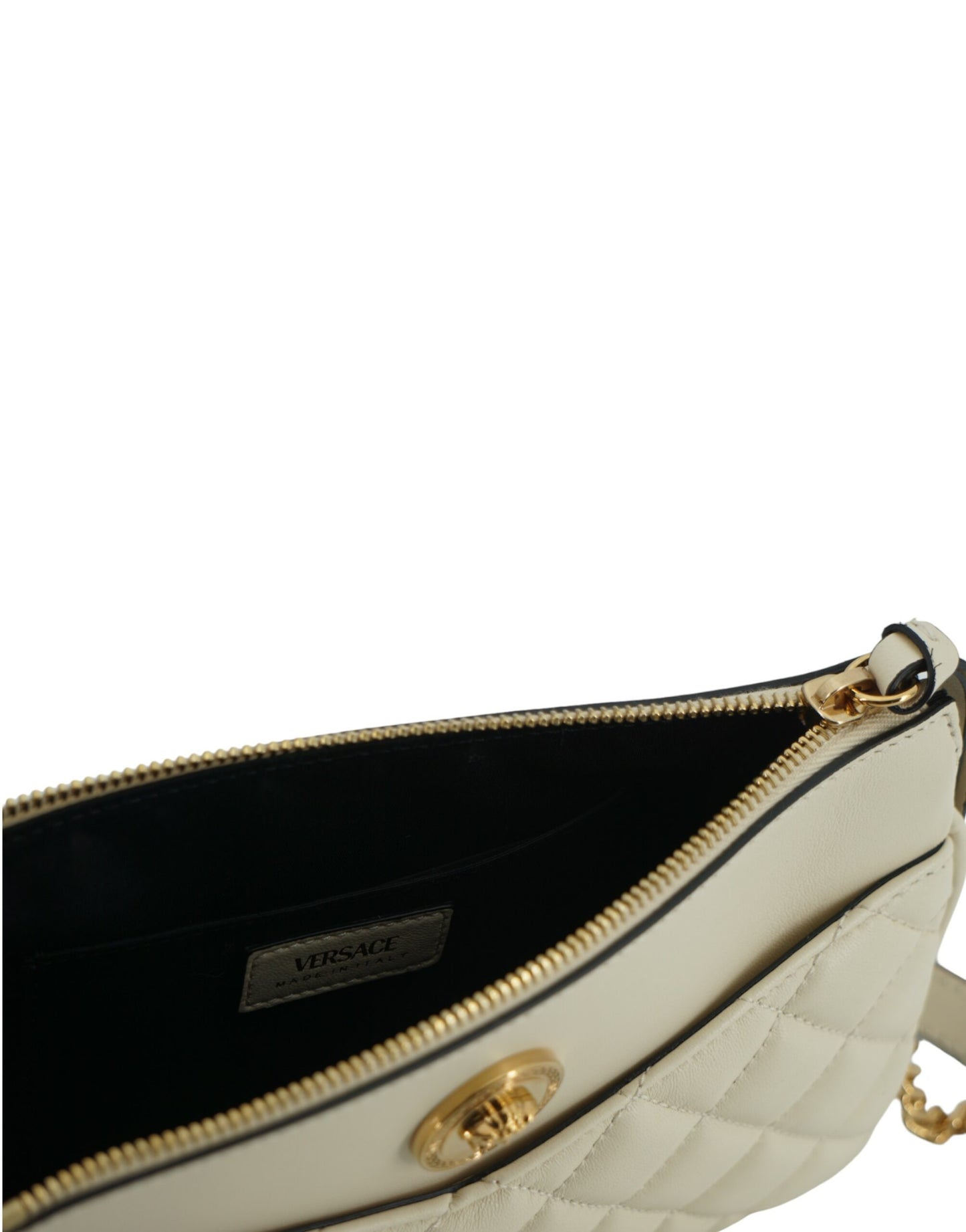 Elegant White Lamb Leather Crossbody Pouch - GLAMHUB BOUTIQUE 