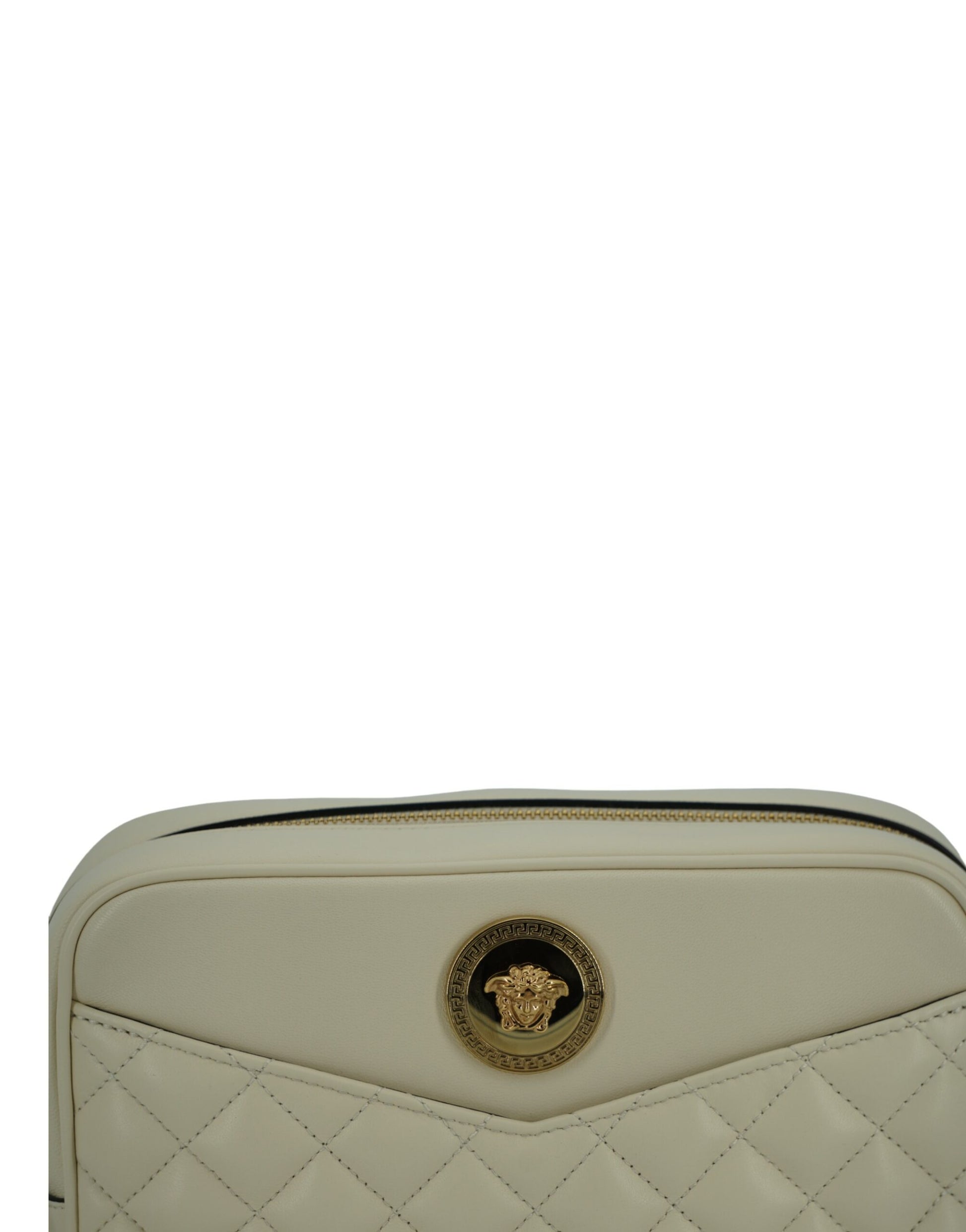 Elegant White Leather Camera Shoulder Bag - GLAMHUB BOUTIQUE 