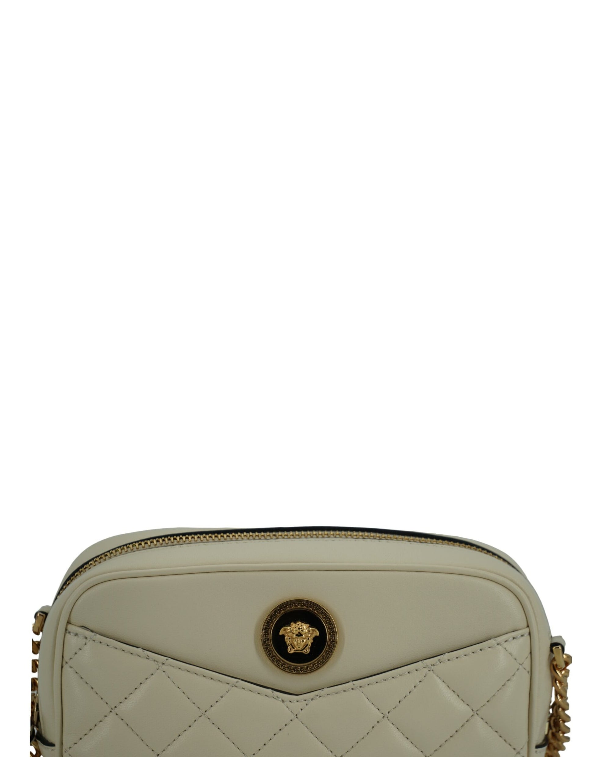 Elegant White Lamb Leather Camera Bag - GLAMHUB BOUTIQUE 