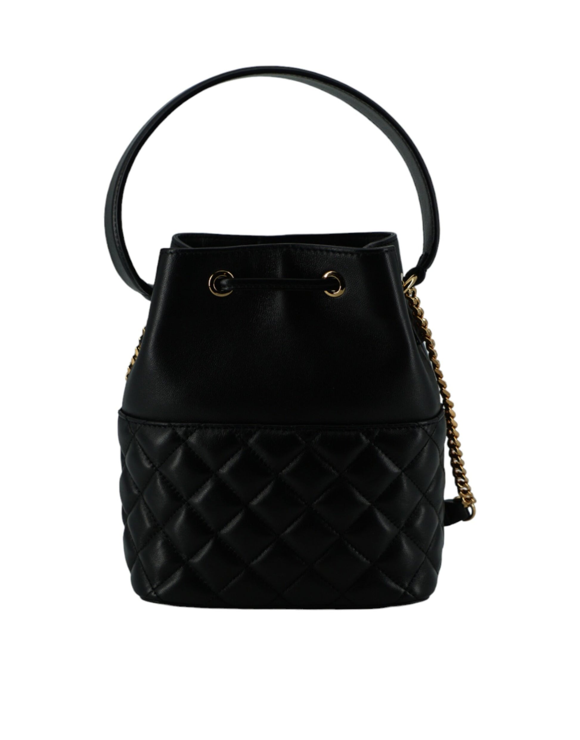 Elegant Black Leather Bucket Shoulder Bag - GLAMHUB BOUTIQUE 