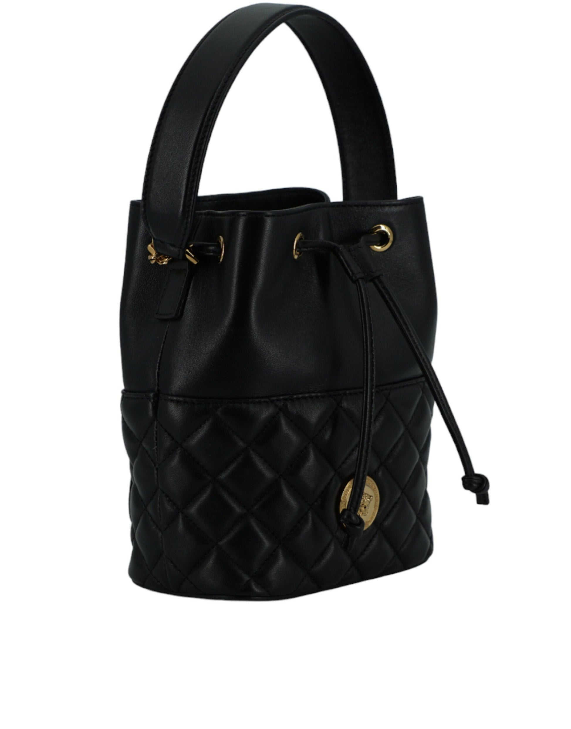 Elegant Black Leather Bucket Shoulder Bag - GLAMHUB BOUTIQUE 