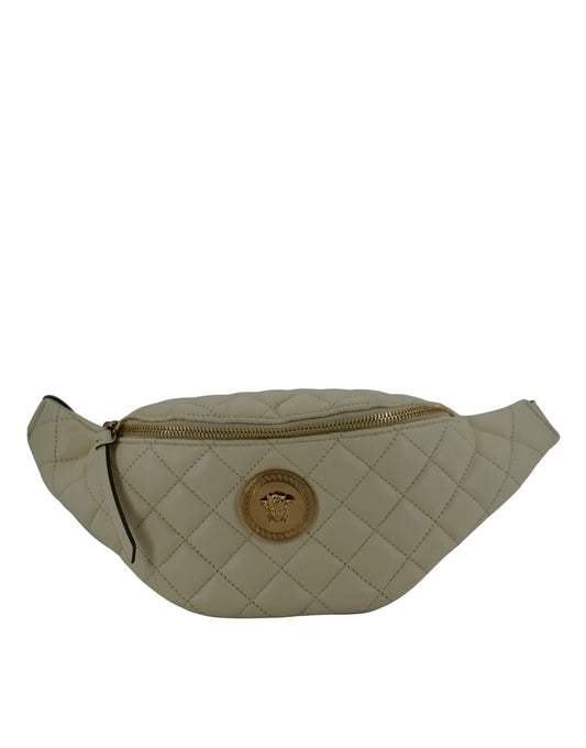 Elegant White Lamb Leather Belt Bag - GLAMHUB BOUTIQUE 