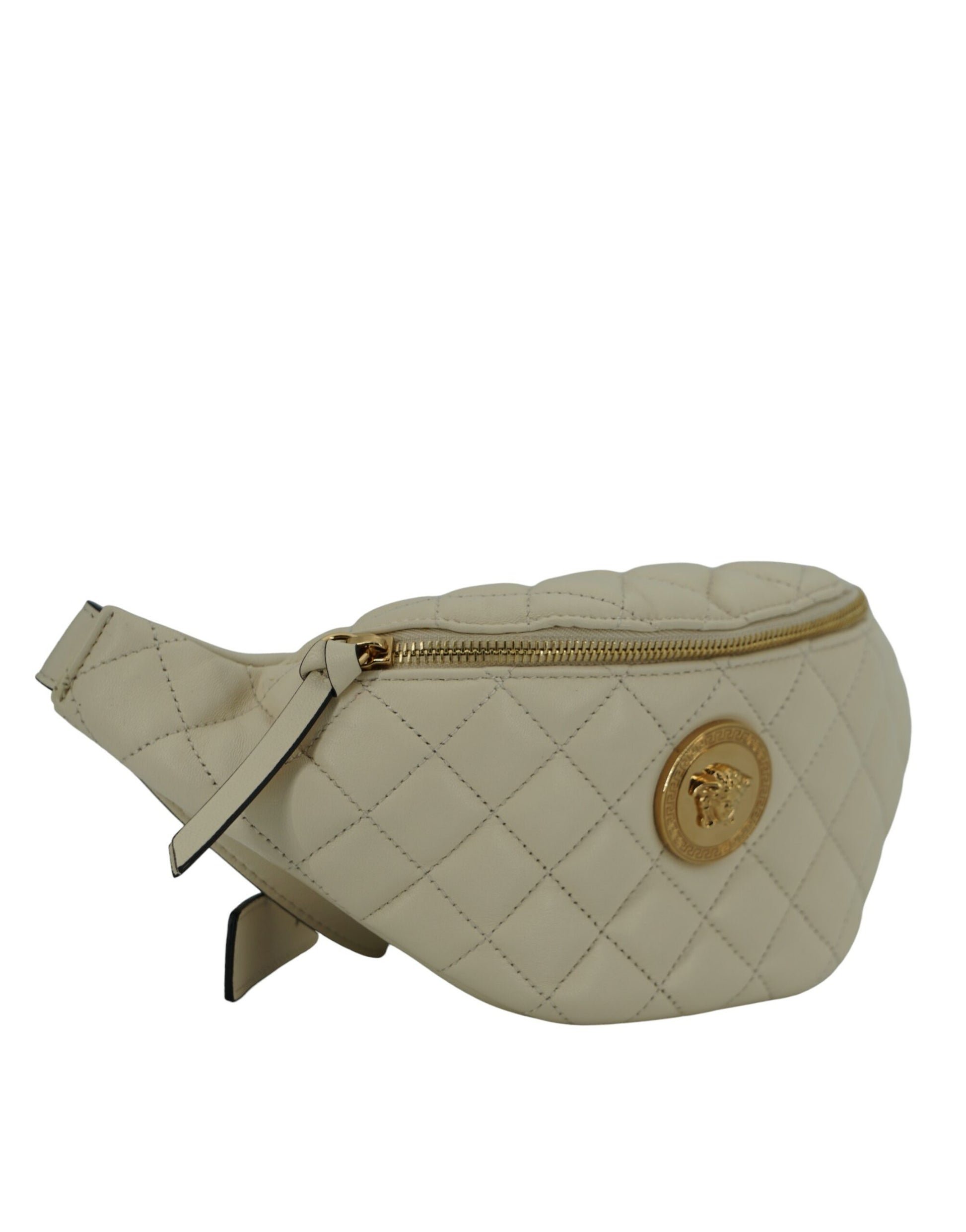 Elegant White Lamb Leather Belt Bag - GLAMHUB BOUTIQUE 