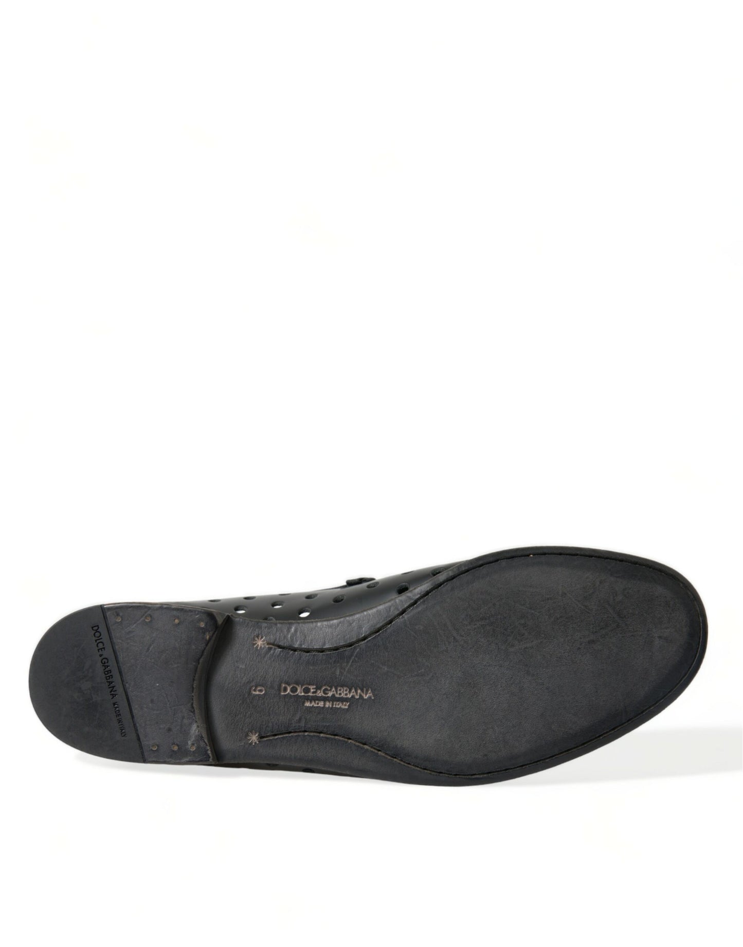 Elegant Black Leather Perforated Loafers