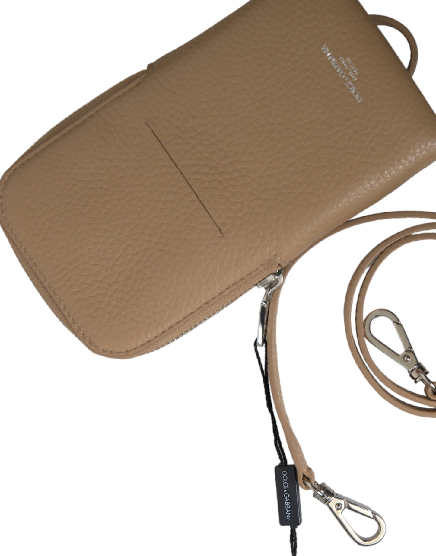 Elegante Crossbody-Handytasche aus beigefarbenem Leder