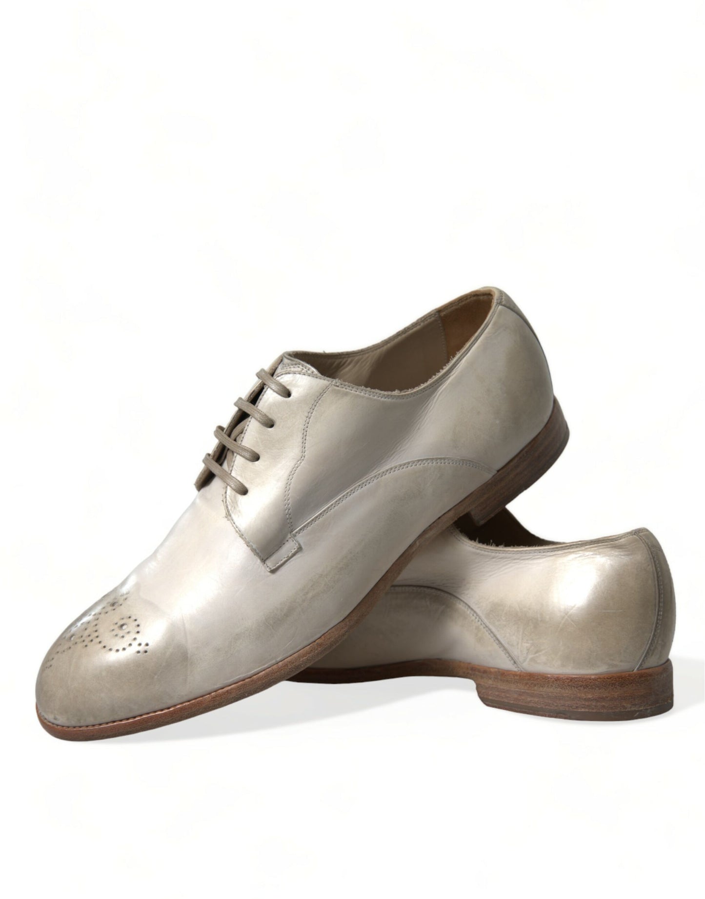 Elegant White Calfskin Derby Shoes