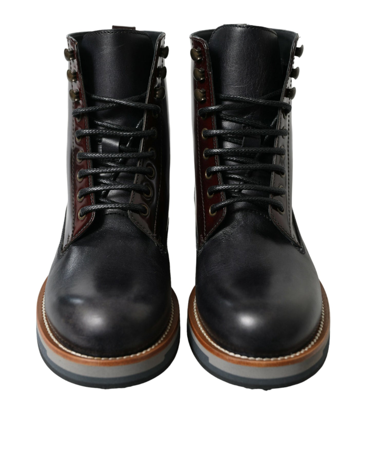 Elegant Bi-Color Leather Boots