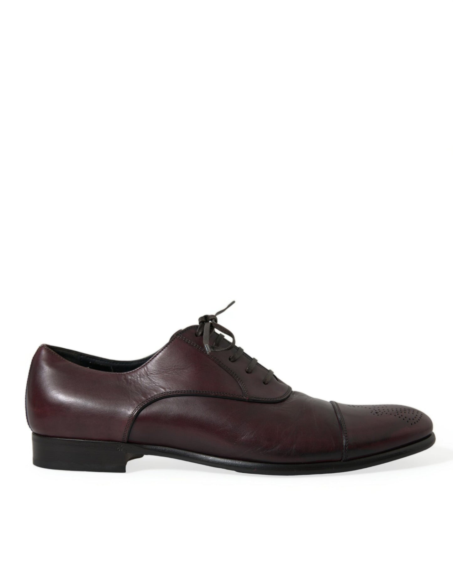 Elegante burgunderfarbene Derby-Schuhe aus Leder