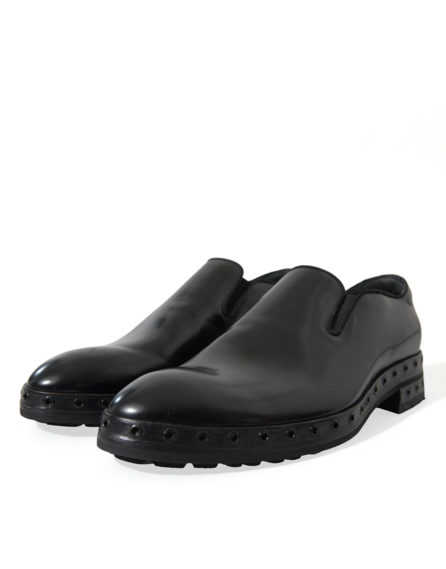 Elegante schwarze Loafer aus Leder mit Nieten