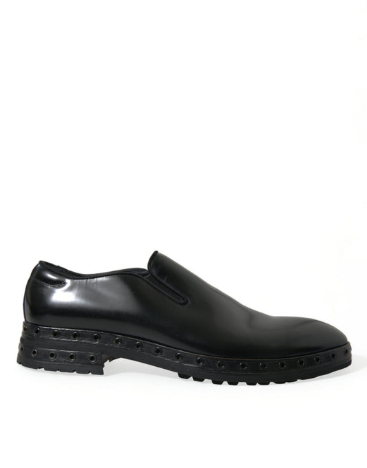 Elegante schwarze Loafer aus Leder mit Nieten