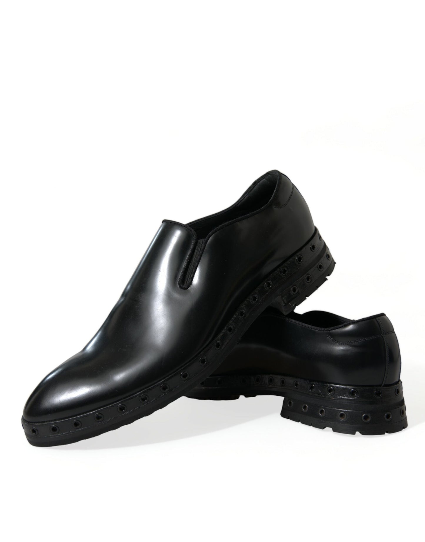 Elegante schwarze Loafer aus Leder mit Nieten