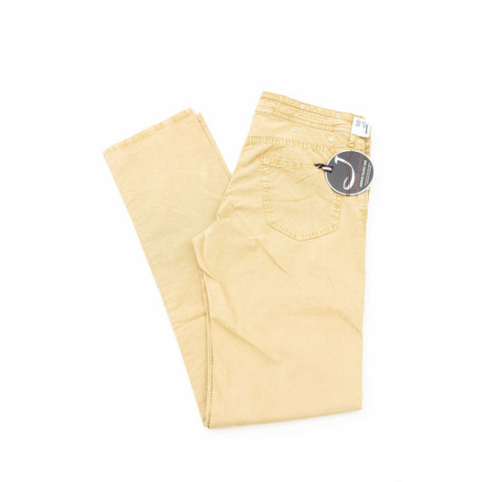 Beige Cotton Men Jean - GlamHub Luxury and Icon Brand Clothing