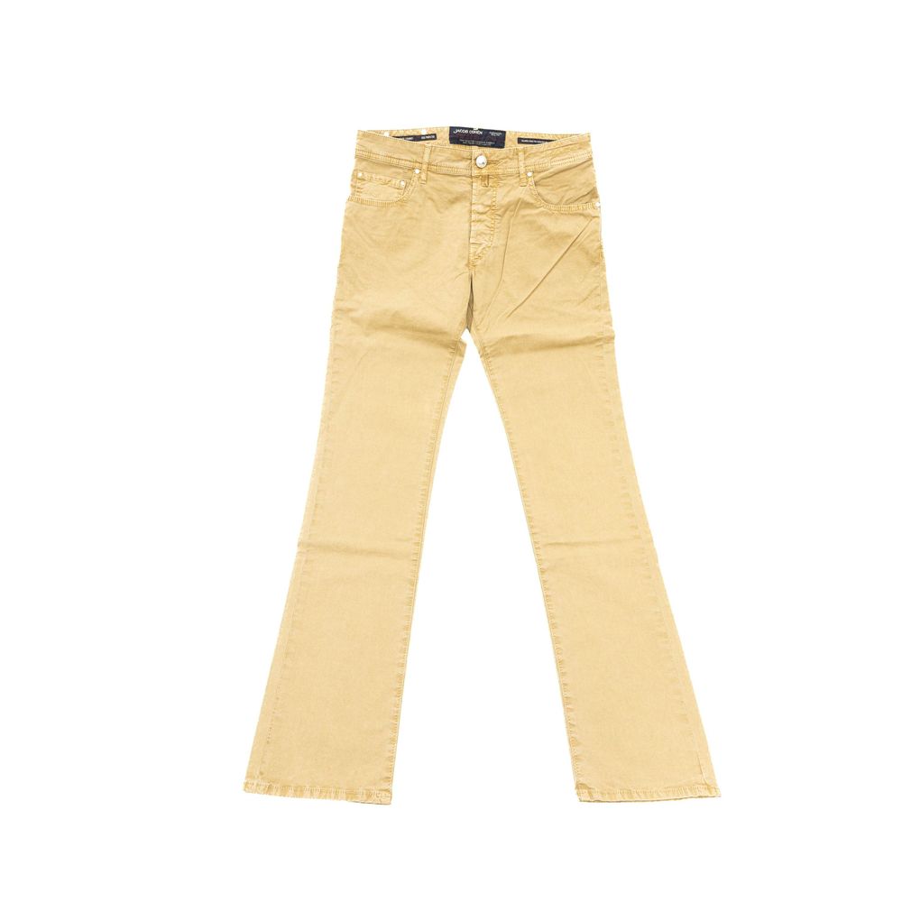 Beige Cotton Men Jean - GlamHub Luxury and Icon Brand Clothing