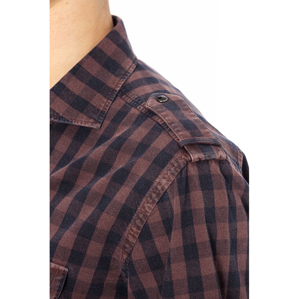 Burgundy Cotton Men Shirt - GlamHub Luxury and Icon Brand Clothing