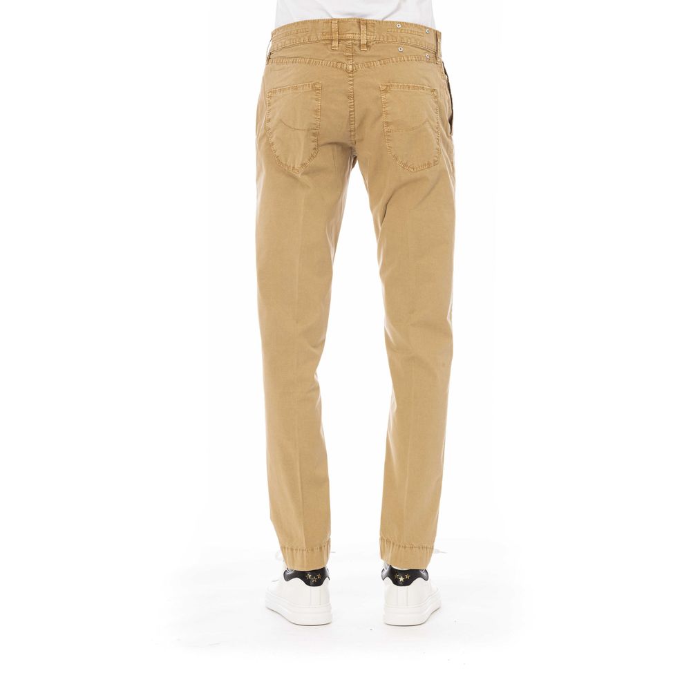 Beige Cotton Men Pants - GlamHub Luxury and Icon Brand Clothing