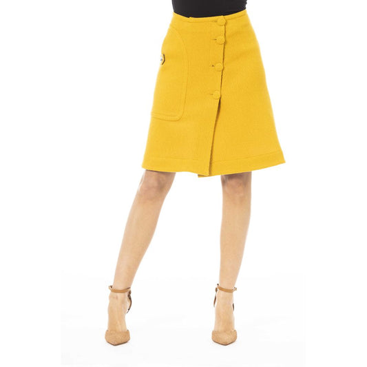 Yellow Wool Women Skirt - GlamHub Luxury and Icon Brand Clothing