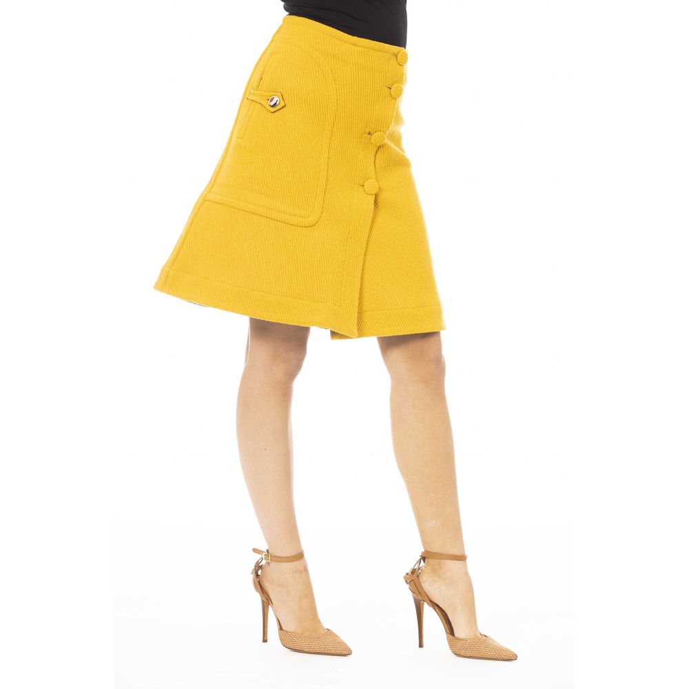 Yellow Wool Women Skirt - GlamHub Luxury and Icon Brand Clothing